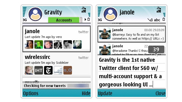 Gravity: Tweet from your Nokia phone